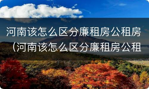 河南该怎么区分廉租房公租房（河南该怎么区分廉租房公租房呢）