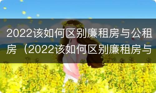 2022该如何区别廉租房与公租房（2022该如何区别廉租房与公租房的区别）