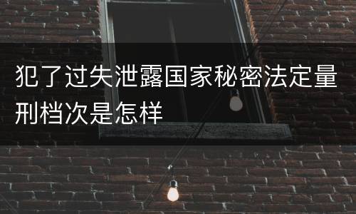 犯了过失泄露国家秘密法定量刑档次是怎样