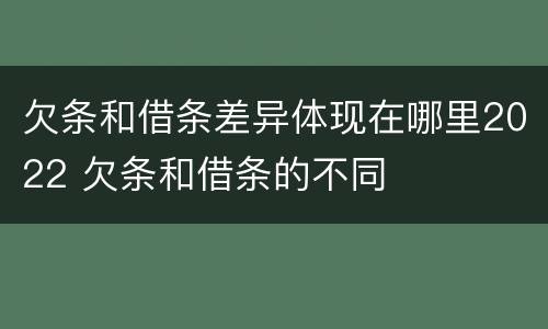 欠条和借条差异体现在哪里2022 欠条和借条的不同