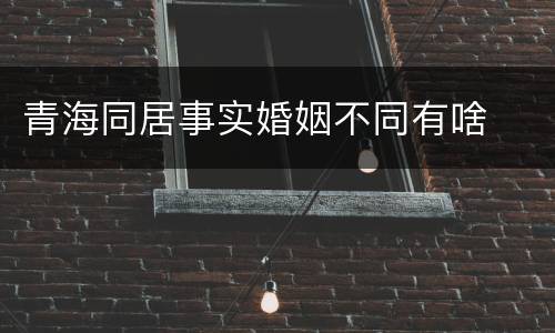 青海同居事实婚姻不同有啥