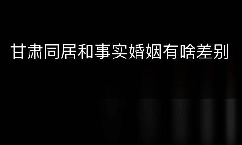 甘肃同居和事实婚姻有啥差别