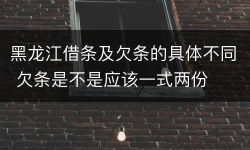 黑龙江借条及欠条的具体不同 欠条是不是应该一式两份