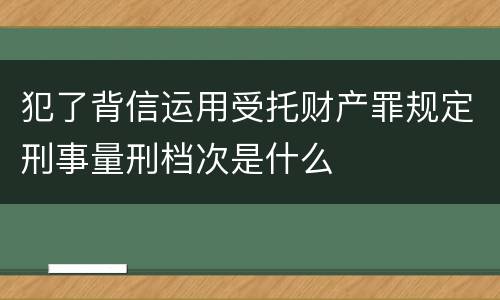 犯了背信运用受托财产罪规定刑事量刑档次是什么