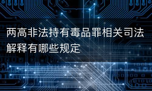 两高非法持有毒品罪相关司法解释有哪些规定