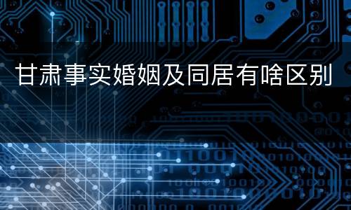 甘肃事实婚姻及同居有啥区别