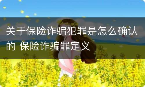 关于保险诈骗犯罪是怎么确认的 保险诈骗罪定义