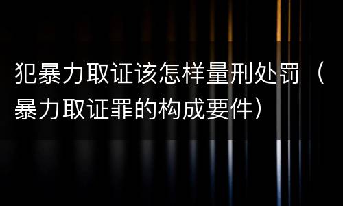 犯暴力取证该怎样量刑处罚（暴力取证罪的构成要件）