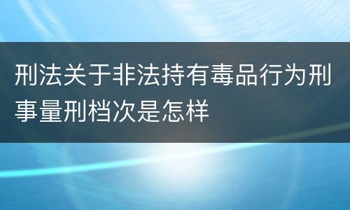 刑法关于非法持有毒品行为刑事量刑档次是怎样