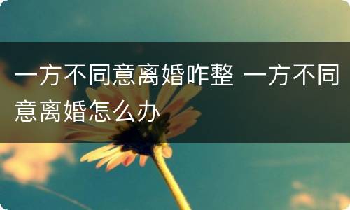 一方不同意离婚咋整 一方不同意离婚怎么办