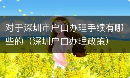 对于深圳市户口办理手续有哪些的（深圳户口办理政策）