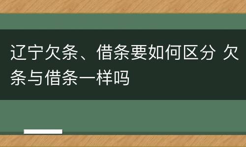 辽宁欠条、借条要如何区分 欠条与借条一样吗
