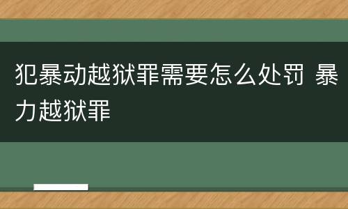 犯暴动越狱罪需要怎么处罚 暴力越狱罪