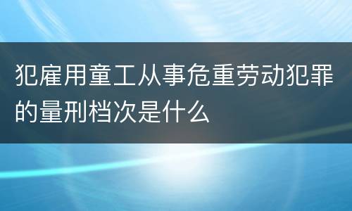 犯雇用童工从事危重劳动犯罪的量刑档次是什么