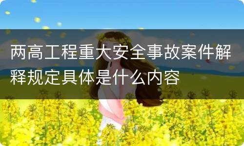 两高工程重大安全事故案件解释规定具体是什么内容