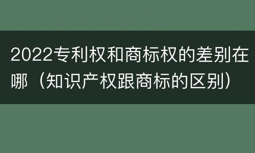 2022专利权和商标权的差别在哪（知识产权跟商标的区别）