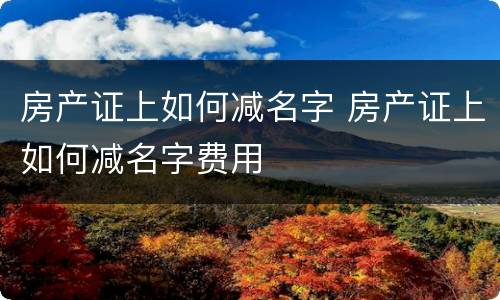 房产证上如何减名字 房产证上如何减名字费用