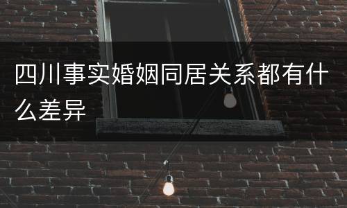 四川事实婚姻同居关系都有什么差异