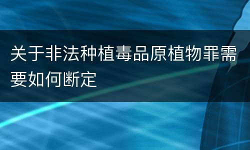 关于非法种植毒品原植物罪需要如何断定