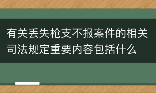 有关丢失枪支不报案件的相关司法规定重要内容包括什么