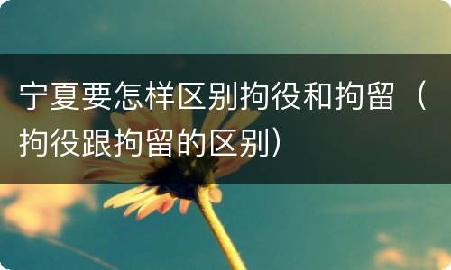 宁夏要怎样区别拘役和拘留（拘役跟拘留的区别）