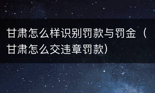 甘肃怎么样识别罚款与罚金（甘肃怎么交违章罚款）