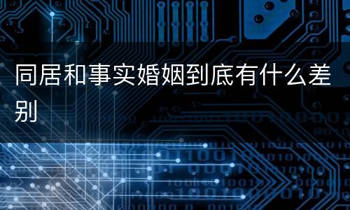 同居和事实婚姻到底有什么差别