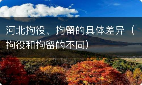 河北拘役、拘留的具体差异（拘役和拘留的不同）