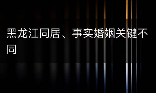 黑龙江同居、事实婚姻关键不同