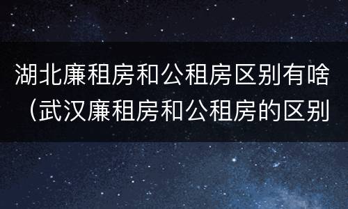 湖北廉租房和公租房区别有啥（武汉廉租房和公租房的区别）