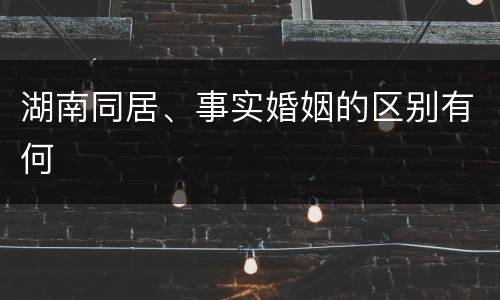 湖南同居、事实婚姻的区别有何
