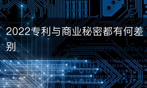 2022专利与商业秘密都有何差别