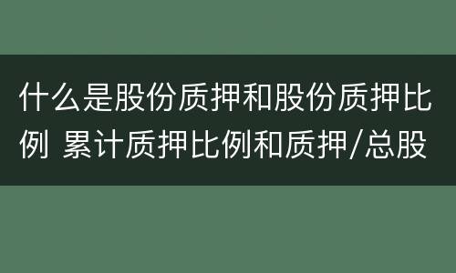 什么是股份质押和股份质押比例 累计质押比例和质押/总股本的区别
