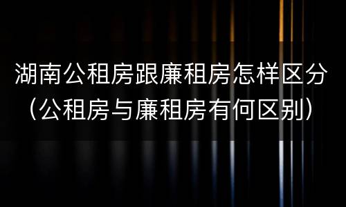 湖南公租房跟廉租房怎样区分（公租房与廉租房有何区别）