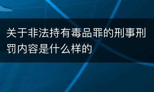 关于非法持有毒品罪的刑事刑罚内容是什么样的