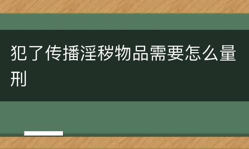 犯了传播淫秽物品需要怎么量刑