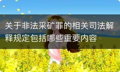 关于非法采矿罪的相关司法解释规定包括哪些重要内容