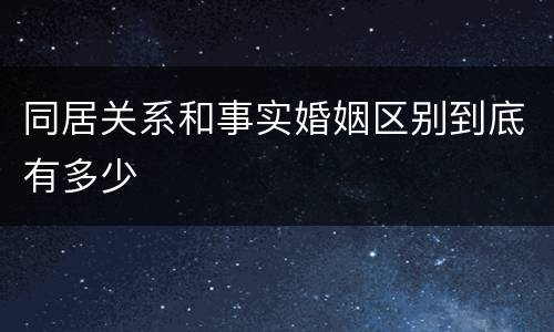 同居关系和事实婚姻区别到底有多少