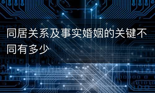 同居关系及事实婚姻的关键不同有多少