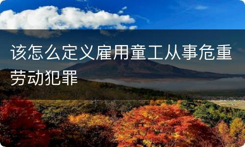 该怎么定义雇用童工从事危重劳动犯罪