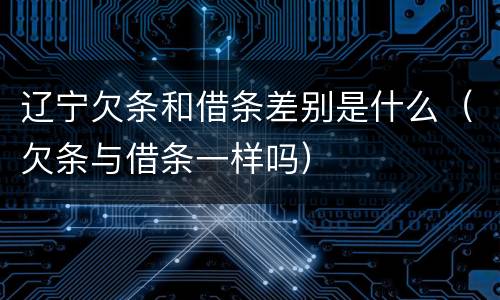 辽宁欠条和借条差别是什么（欠条与借条一样吗）