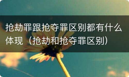 抢劫罪跟抢夺罪区别都有什么体现（抢劫和抢夺罪区别）
