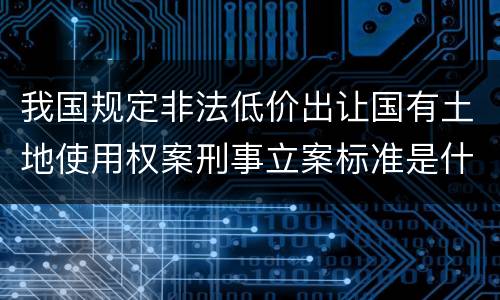 我国规定非法低价出让国有土地使用权案刑事立案标准是什么