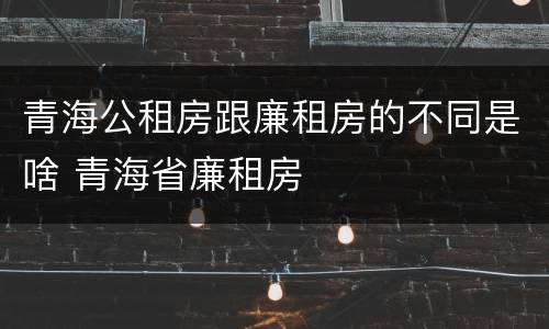 青海公租房跟廉租房的不同是啥 青海省廉租房