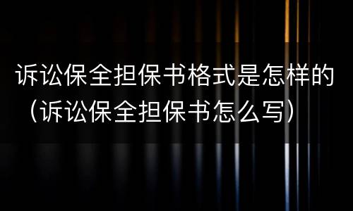 诉讼保全担保书格式是怎样的（诉讼保全担保书怎么写）