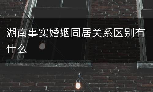 湖南事实婚姻同居关系区别有什么
