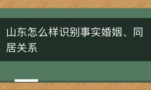 山东怎么样识别事实婚姻、同居关系