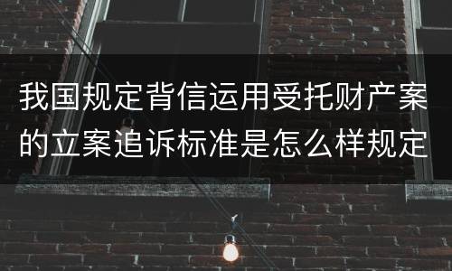 我国规定背信运用受托财产案的立案追诉标准是怎么样规定