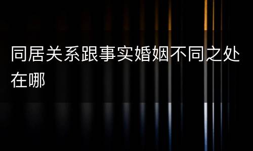 同居关系跟事实婚姻不同之处在哪