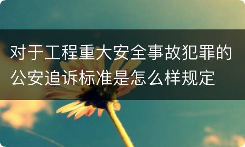 对于工程重大安全事故犯罪的公安追诉标准是怎么样规定